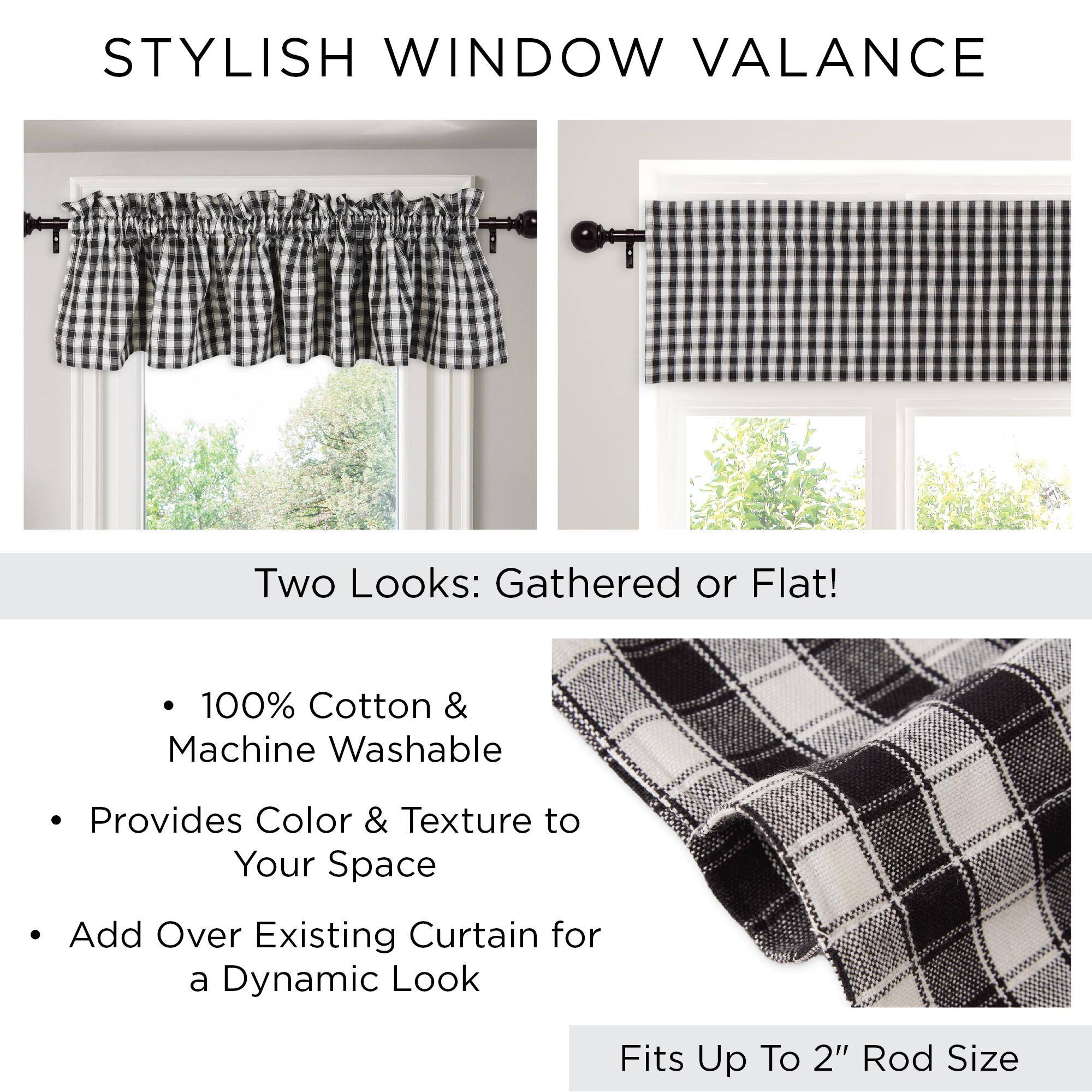 DII® 72" x 14" Christmas Plaid Window Valance